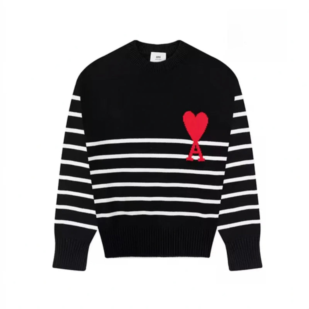 Kelly | Dame Sweater – Blød Varm Hverdagskomfort Sort stribe Nuvenci.dk