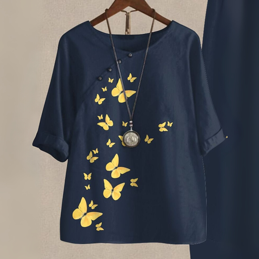 Klara | Elegant Bluse- og Buksesæt | Dame Nuvenci.dk