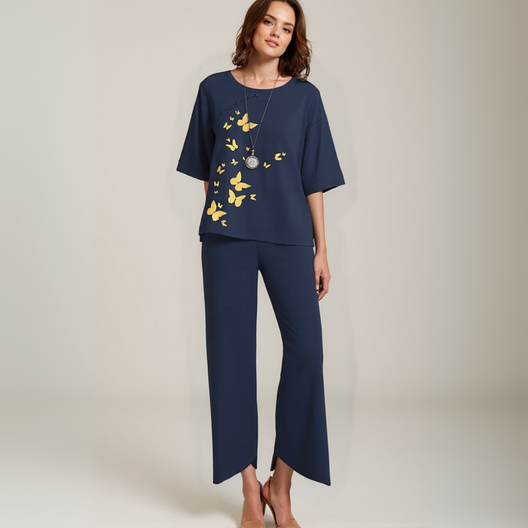 Klara | Elegant Bluse- og Buksesæt | Dame Nuvenci.dk