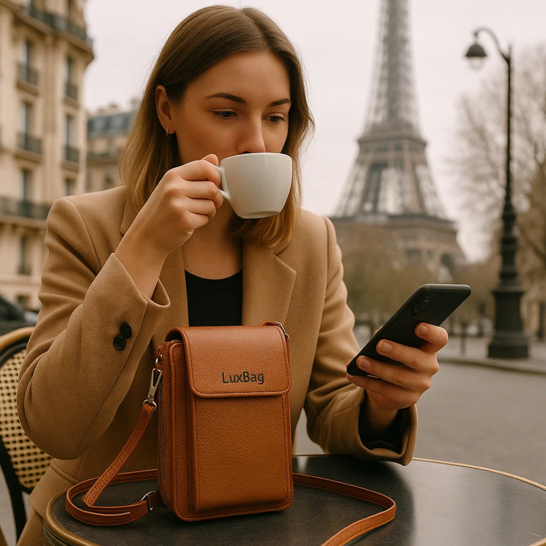 LuxBag | Skuldertaske i Læder af høj Kvalitet til Mobiltelefoner Nuvenci.dk