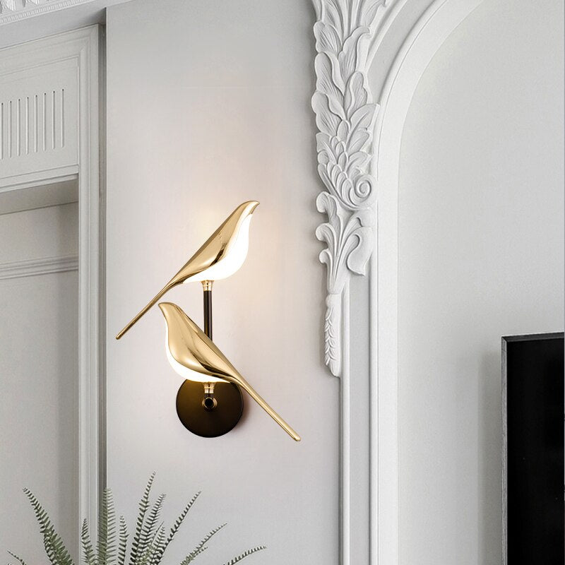GlowFeather | Moderne LED-Fugle-Væglampe