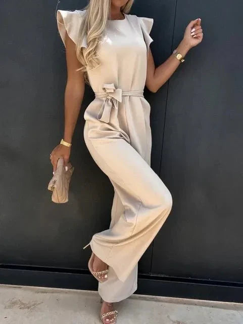 Naomi | Elegant Jumpsuit med Raffinerede Ærmer | Dame Abrikos Nuvenci.dk