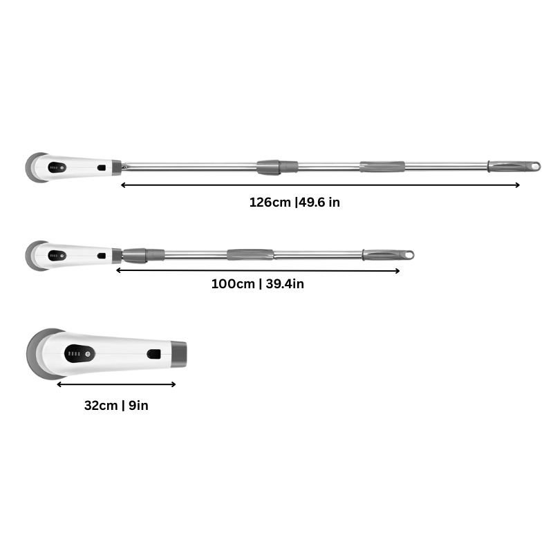 PowerBurst | Trådløs 360° Rengøringsbørste med Teleskopgreb Nuvenci.dk