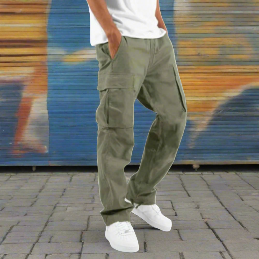 Rico | Komfortable Cargo-bukser med Løs Pasform | Herremode Armygrøn Nuvenci.dk