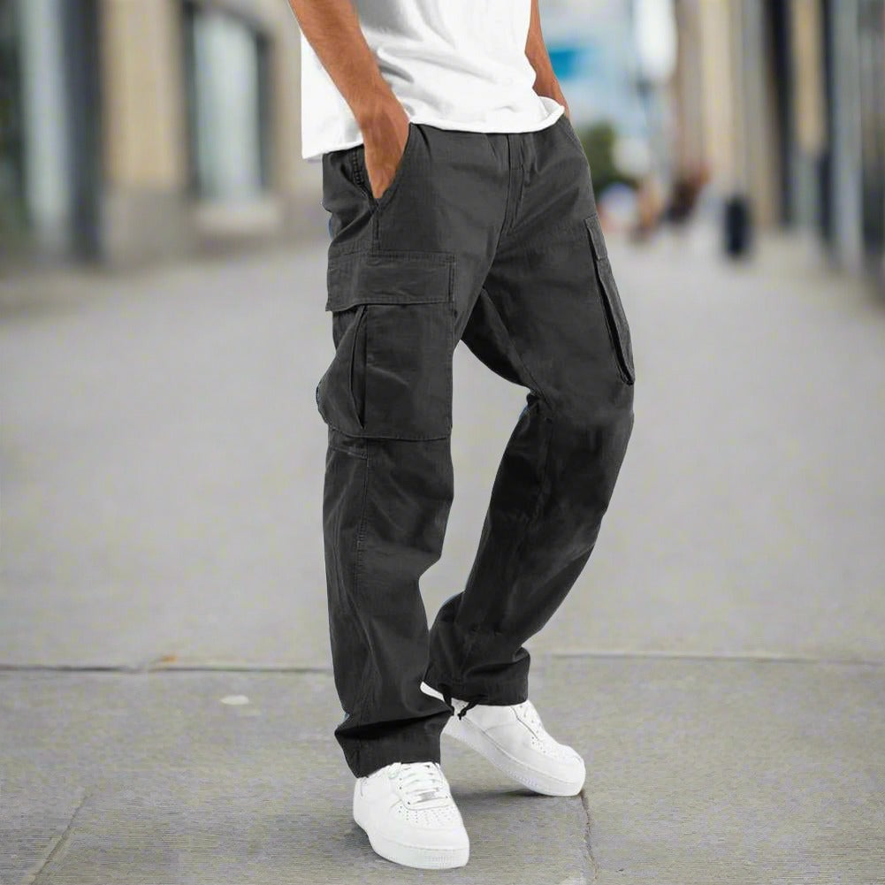 Rico | Komfortable Cargo-bukser med Løs Pasform | Herremode Sort Nuvenci.dk