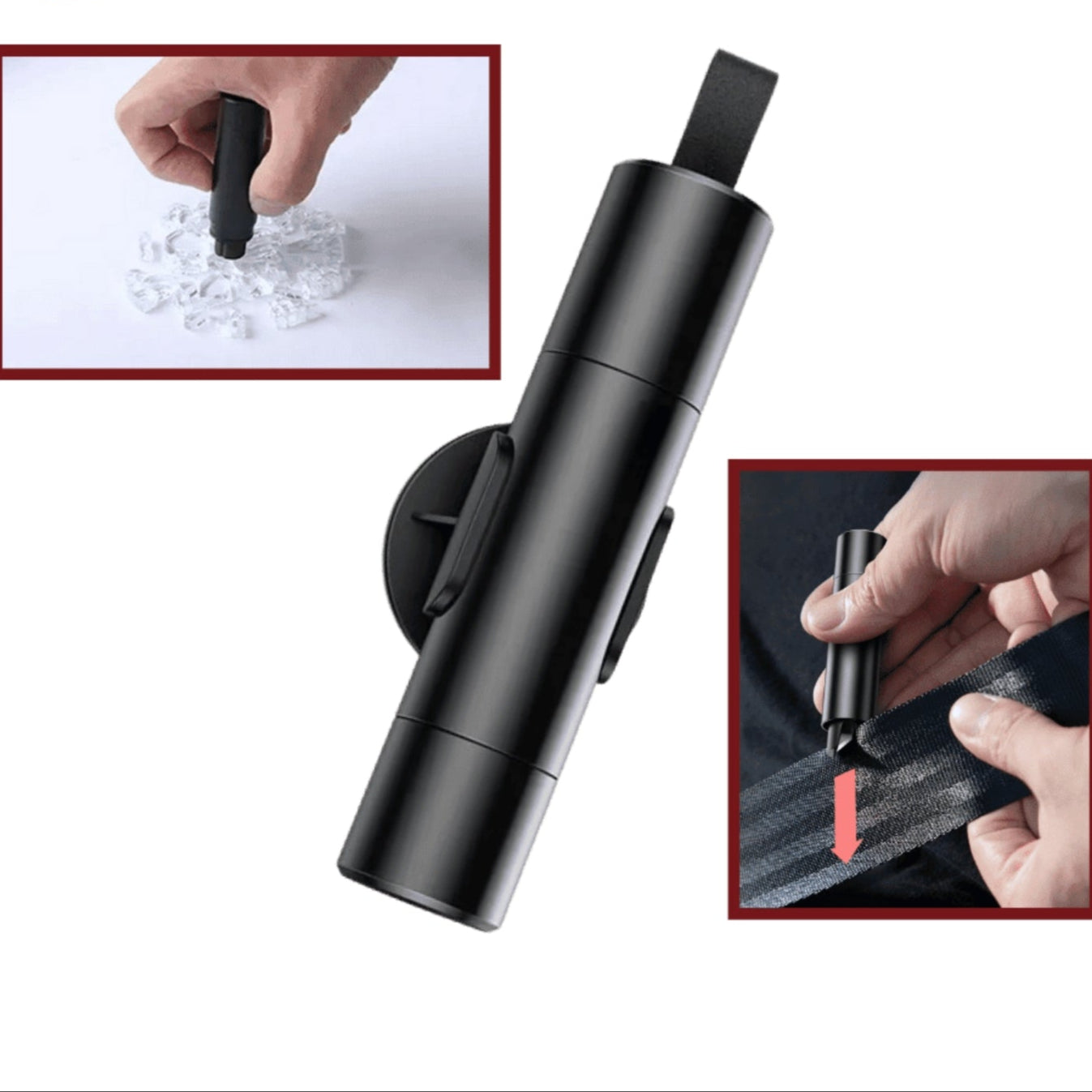 SafeKey | 2-i-1 Nødhjælpsværktøj | Glasbryder & Sikkerhedssnitter Nuvenci.dk