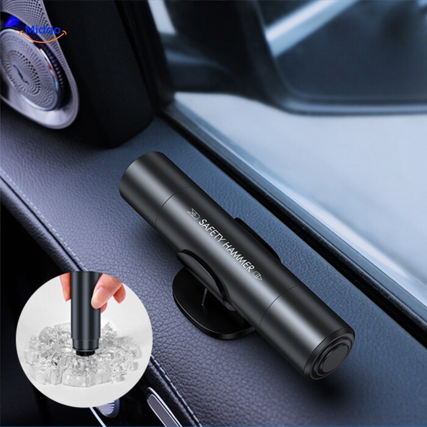 SafeKey | 2-i-1 Nødhjælpsværktøj | Glasbryder & Sikkerhedssnitter Sort 2 i 1 (Glasbryder-Sikkerhedssnitter) 1+1 GRATIS Nuvenci.dk