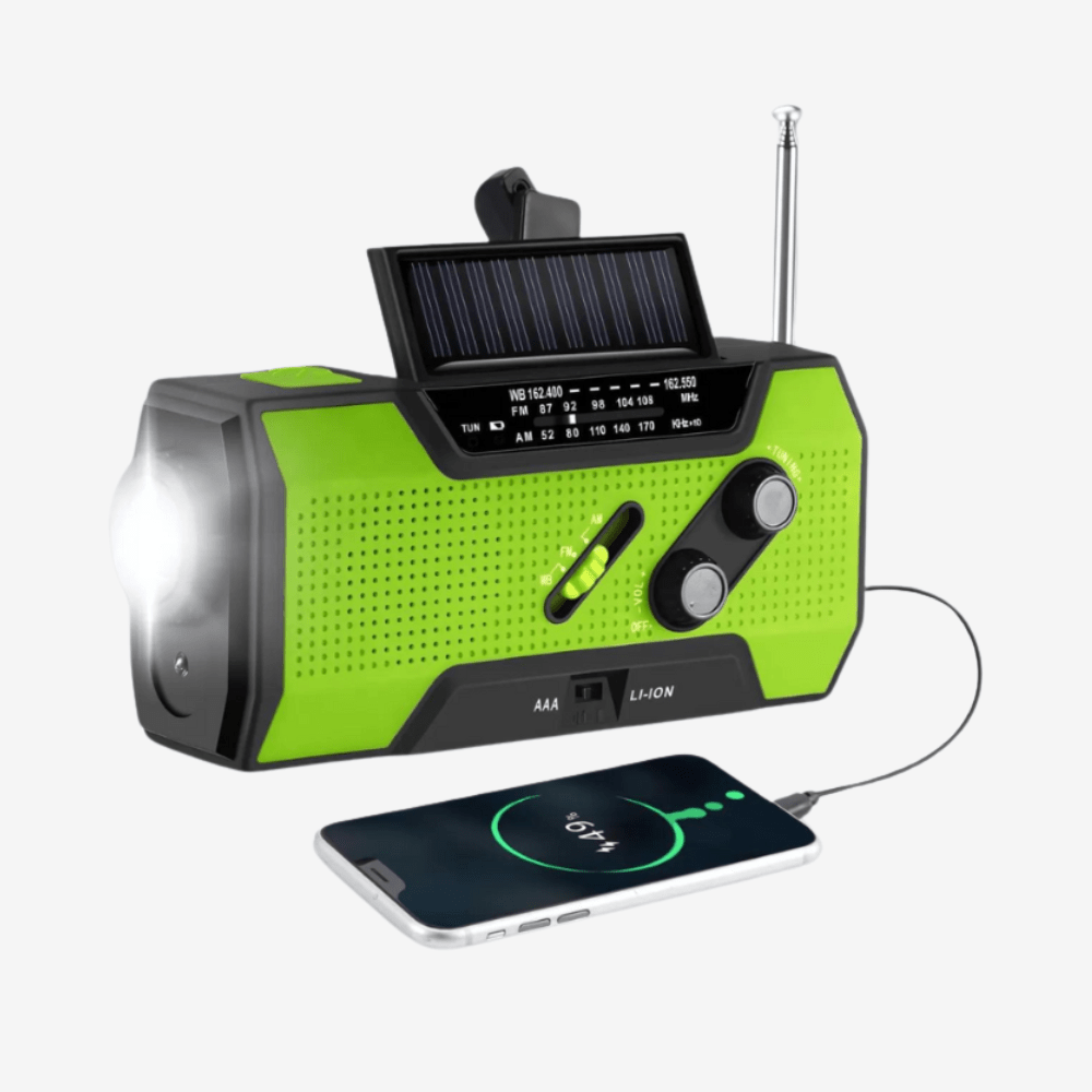 SafeLink | Nødradio med Powerbank – Alt-i-Én Løsning til Rejser og Udendørsliv Grøn Nuvenci.dk