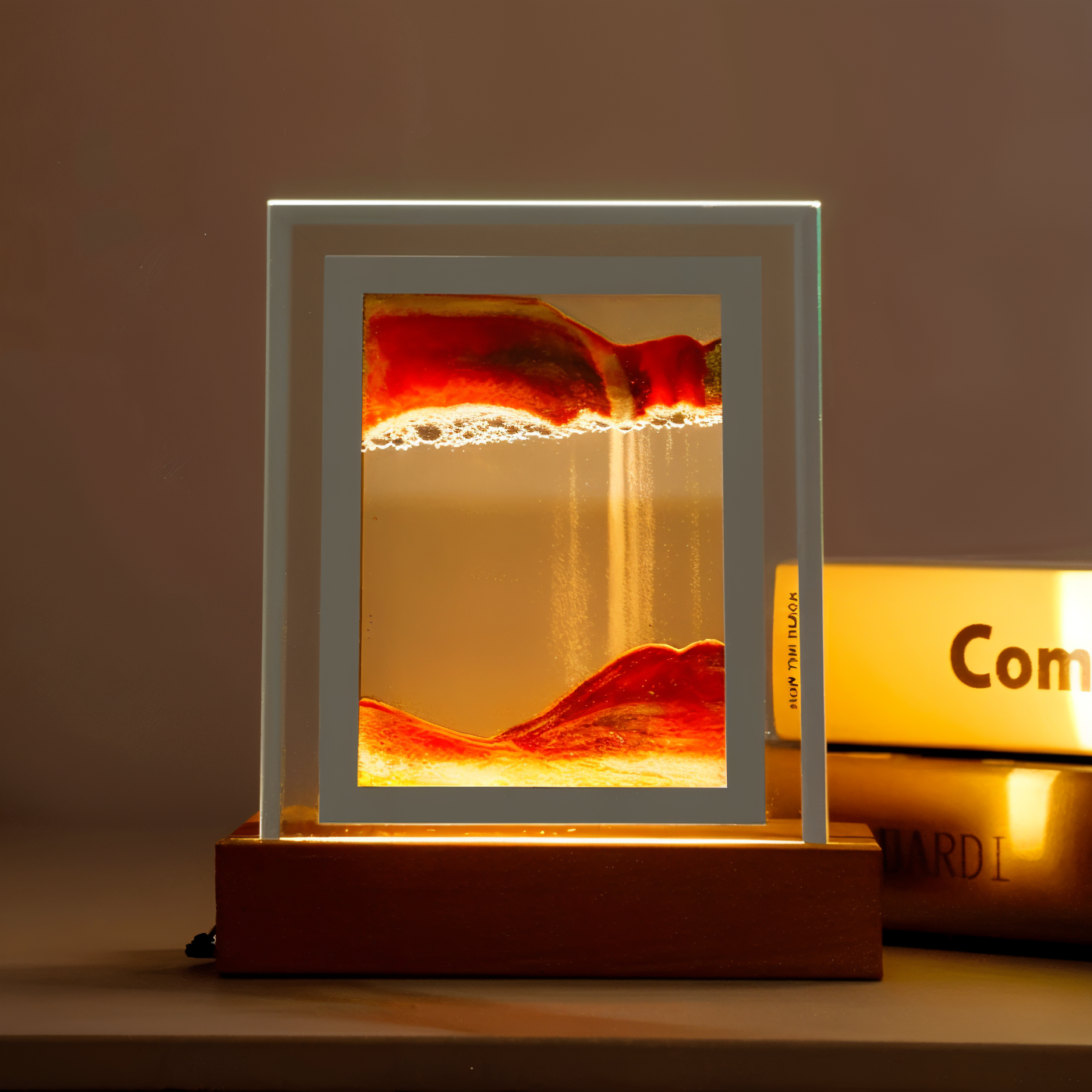 SandFlow | Kunstnerisk Sand Natlampe Rødt sand Nuvenci.dk