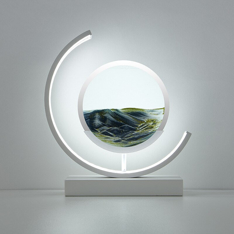 SandscapeLight | LED Sandkunst Lys Med Beroligende Effekt og Høj Kvalitet Glasramme Sort Hvid Nuvenci.dk