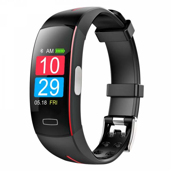 SmartFit | Kompakt Bluetooth Smartwatch – Puls- & blodtryksmåling til din aktive hverdag Sort Rød Nuvenci.dk