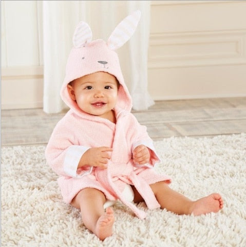 SnuggleCub | Børnebadekåbe – Blød Bomuld med Dyrehætte Rose Bunny Nuvenci.dk
