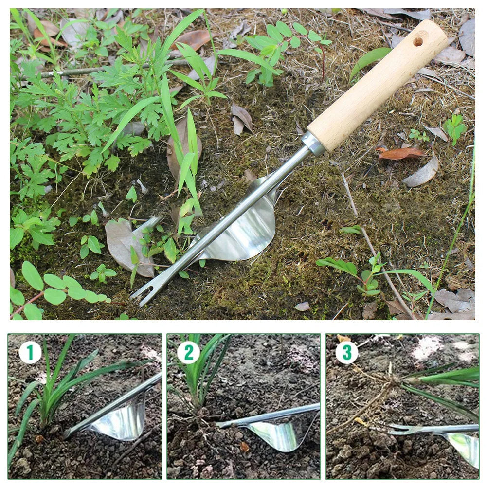 SoilSlice | V-formet ukrudtsfjerner værktøj med langt håndtag Nuvenci.dk