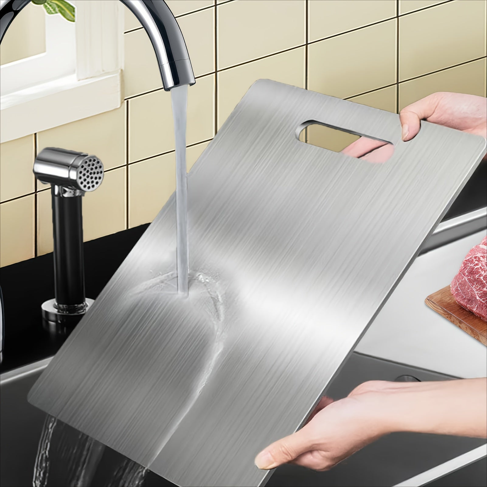 SteelServe | Rustfrit Stål Skærebræt med Hygiejnisk Overflade Sølv Nuvenci.dk
