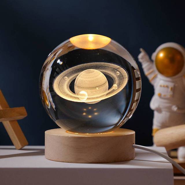 StellarGlobe | Fascinerende 3D-Solsystem Krystalkugle Saturn Nuvenci.dk