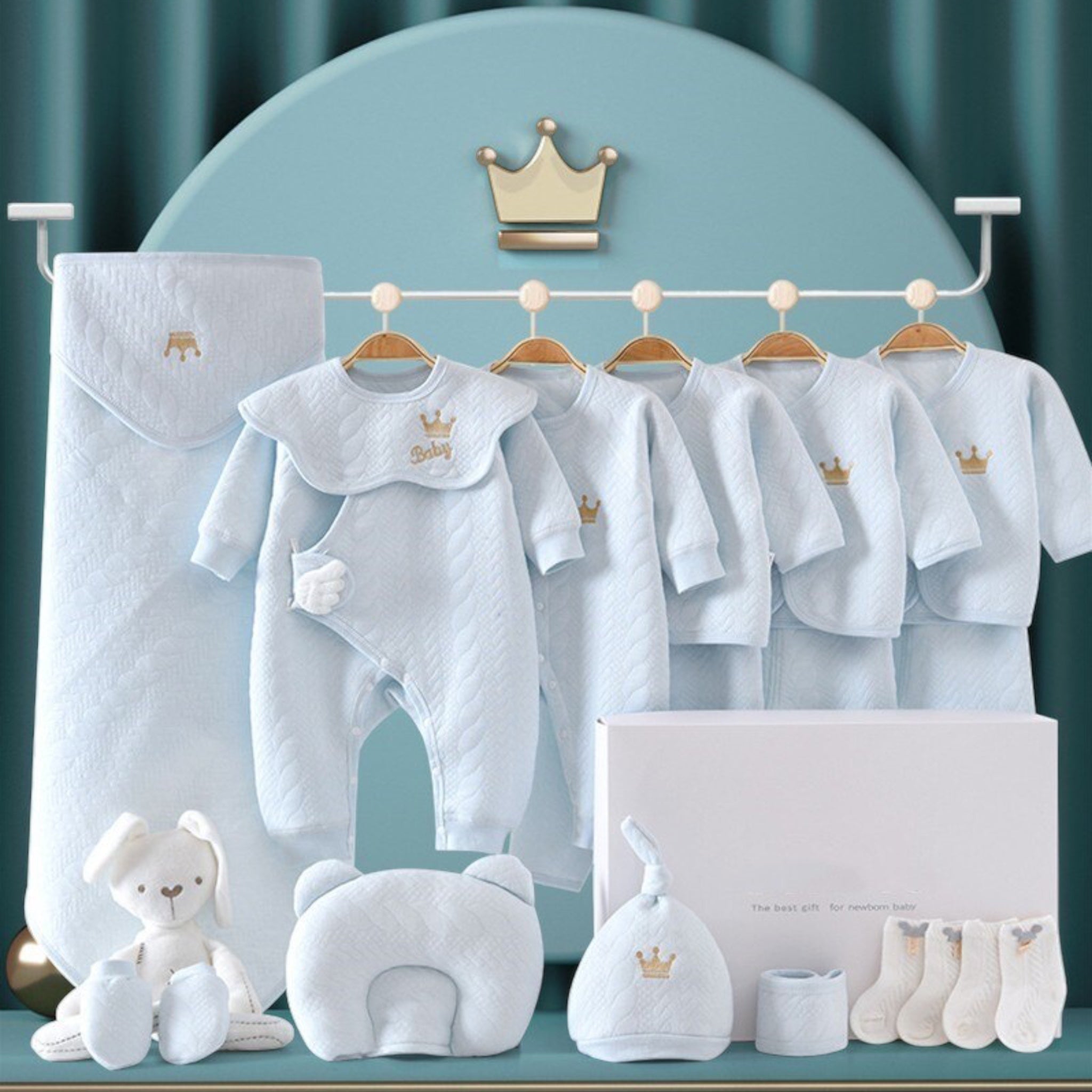 SweetCradle | Baby Gavesæt – Perfekt Velkomstgave til Nyfødte Blå 0-3M Nuvenci.dk