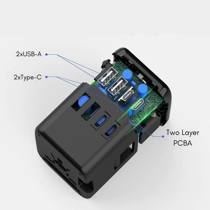 TravelMate | Rejseadapter – Universel Opladning til 5 Enheder Nuvenci.dk