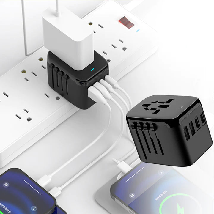 TravelMate | Rejseadapter – Universel Opladning til 5 Enheder Nuvenci.dk