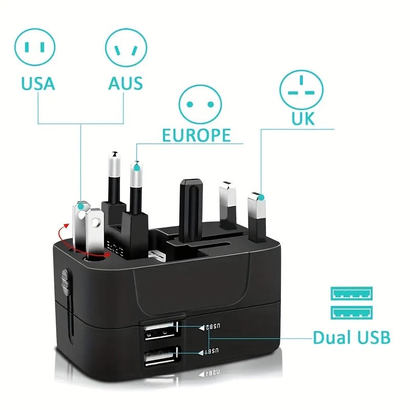 TravelPlug | Global rejseadapter med duale USB-opladningsporte Nuvenci.dk