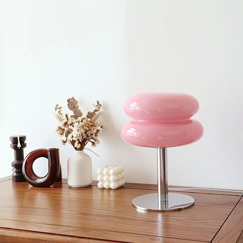 VerdaGlow | Moderne og elegant glasbordlampe Lyserød Nuvenci.dk