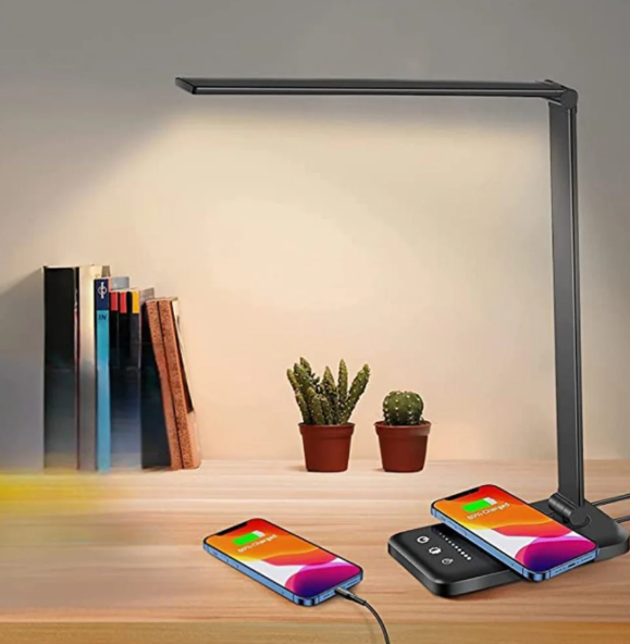 VivaLight | Lysende LED-skrivebordslampe med USB-funktion Mørkesort Nuvenci.dk