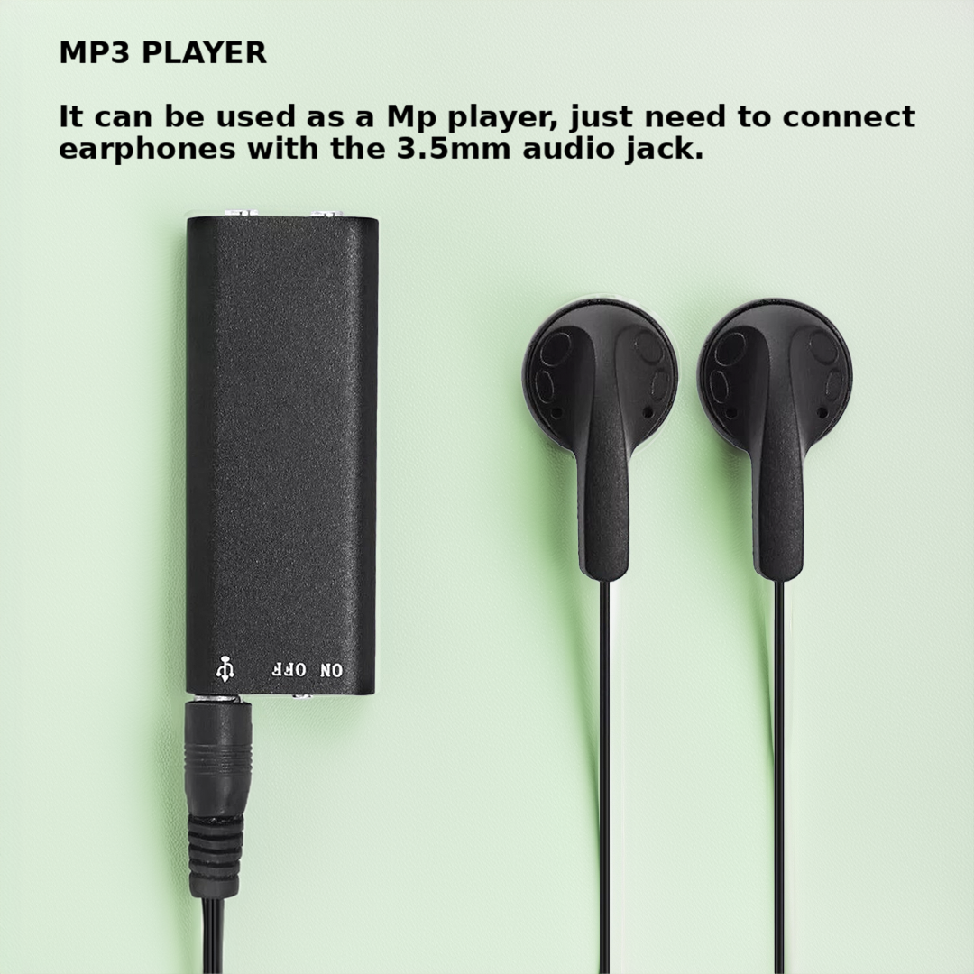 VoiceNote | Mini Diktérapparat med Taleaktivering & 96 timers Batteri Nuvenci.dk