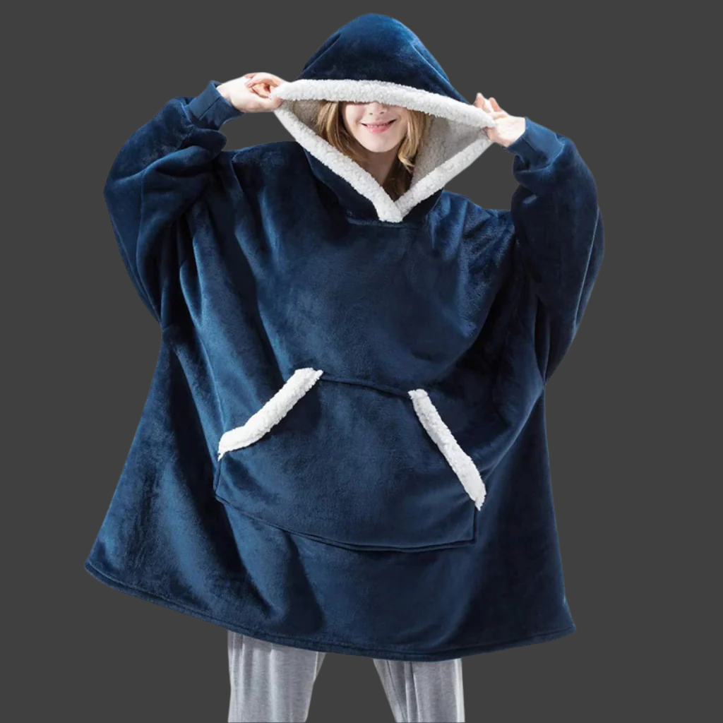 WarmWrap | Hyggelig Oversize Tæppe-Hoodie Blå Nuvenci.dk