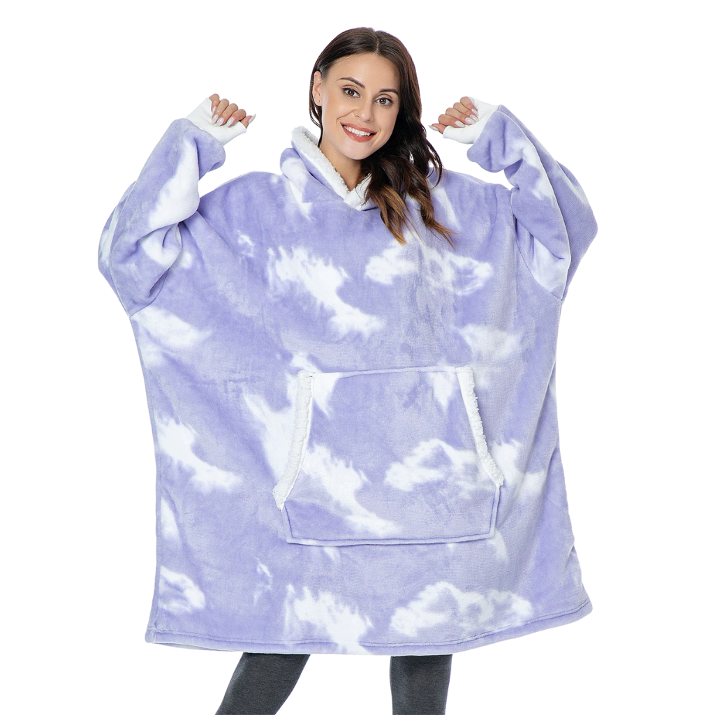 WarmWrap | Hyggelig Oversize Tæppe-Hoodie Falmet Lilla Nuvenci.dk