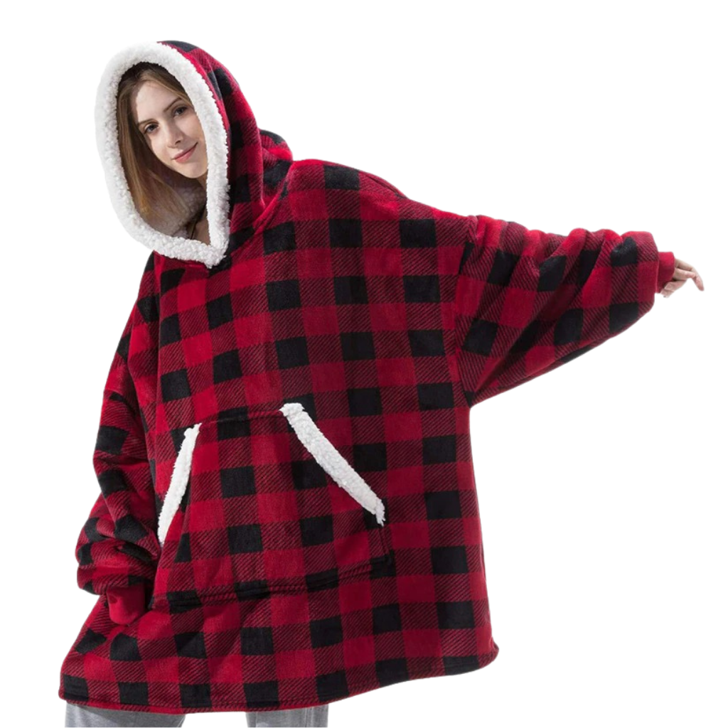 WarmWrap | Hyggelig Oversize Tæppe-Hoodie Skovhugger Nuvenci.dk