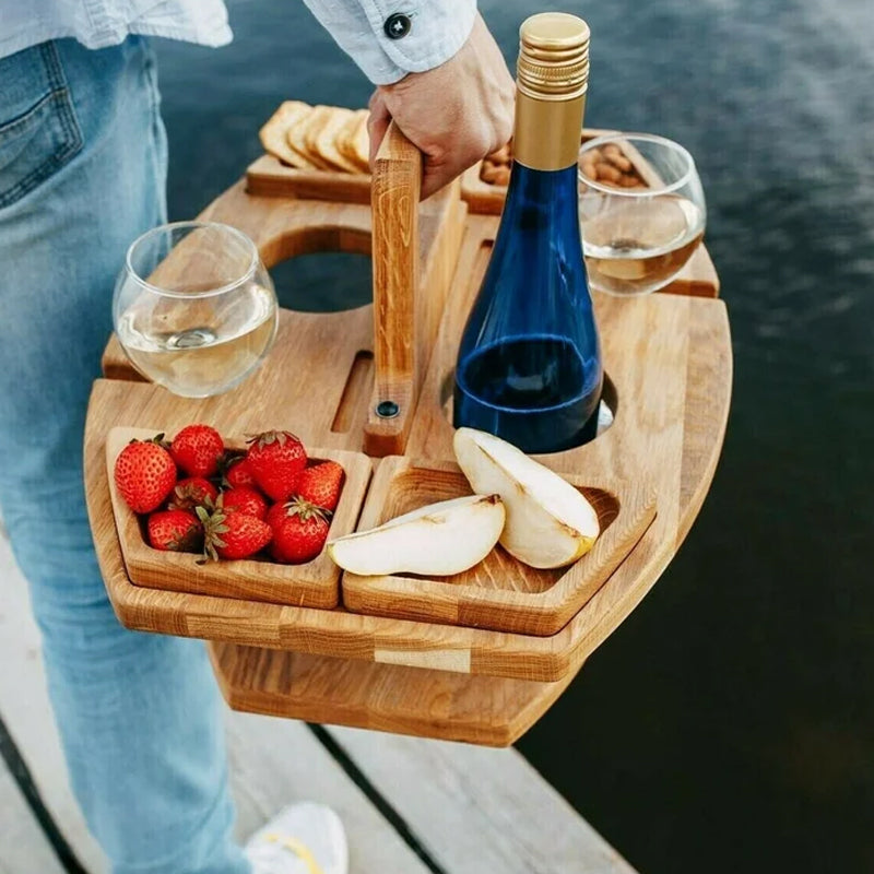 WineNest | Bærbart Træ-Piknik-Vinbord Nuvenci.dk
