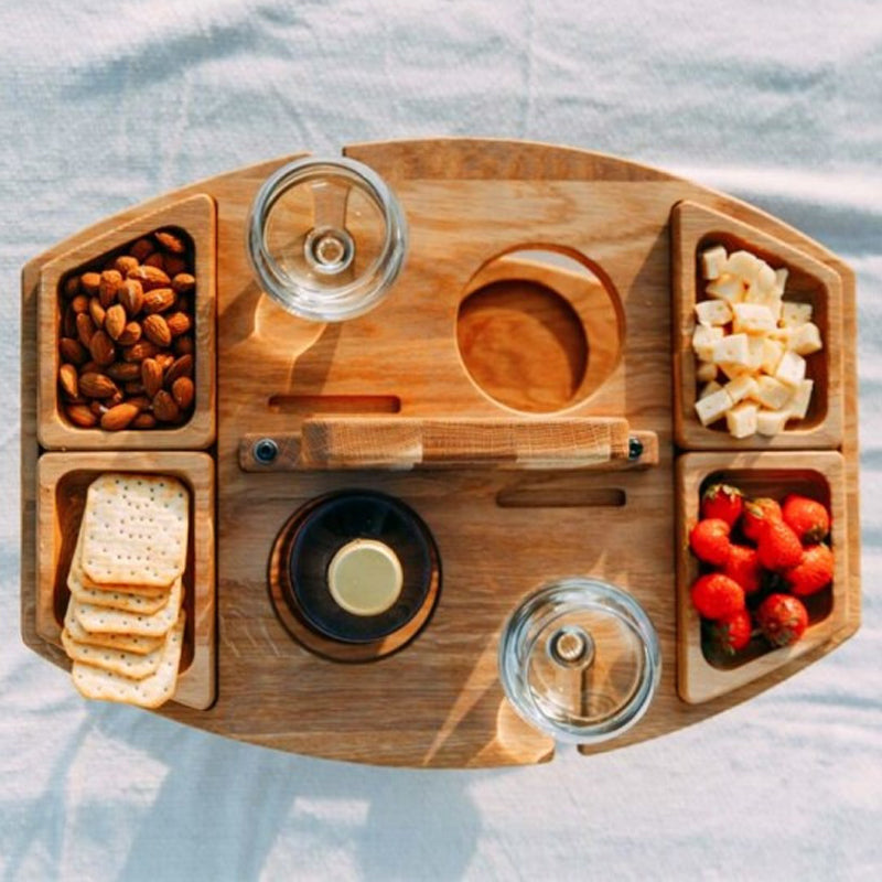 WineNest | Bærbart Træ-Piknik-Vinbord Nuvenci.dk