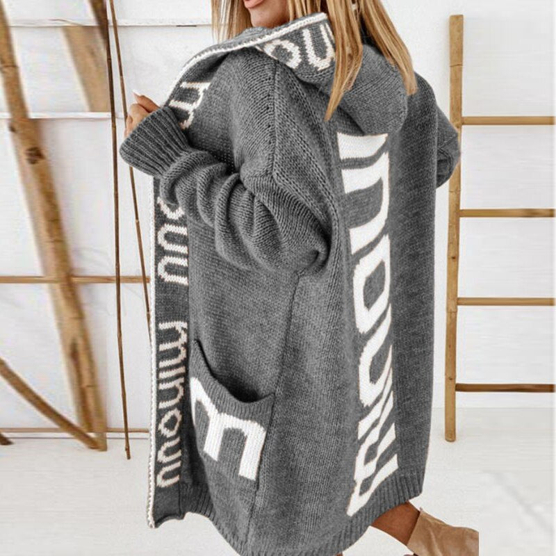 WoolCardi | Elegant Vinter Hættetrøje Cardigan | Damen Grå Nuvenci.dk