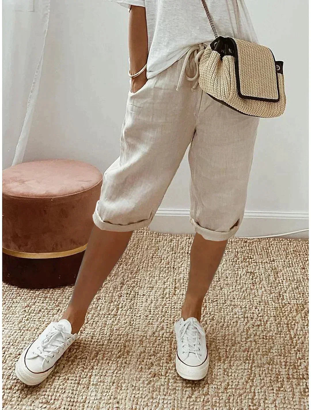 Zandro | Dame Shorts – Justerbar Komfort Beige Nuvenci.dk